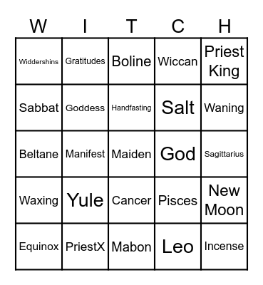 Witchy Bingo Card