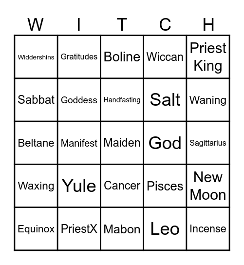 Witchy Bingo Card
