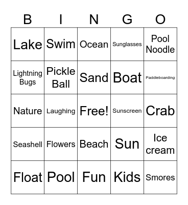 Summer Bingo Card