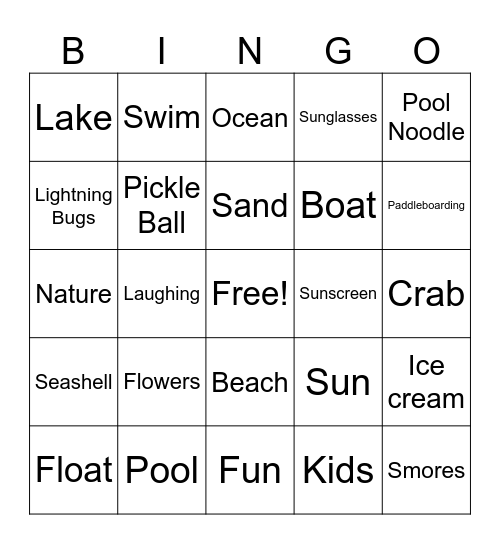 Summer Bingo Card