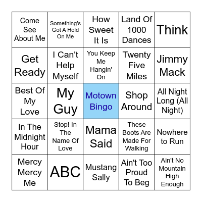 Motown Bingo Card