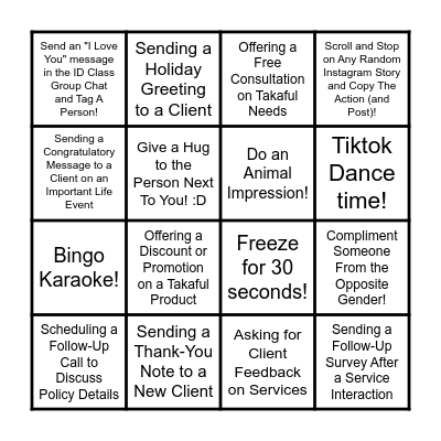 Let's Play BINGO! Bingo Card
