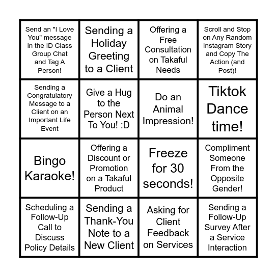 Let's Play BINGO! Bingo Card