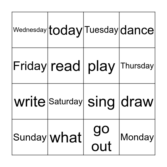 Unit 1 Bingo Card