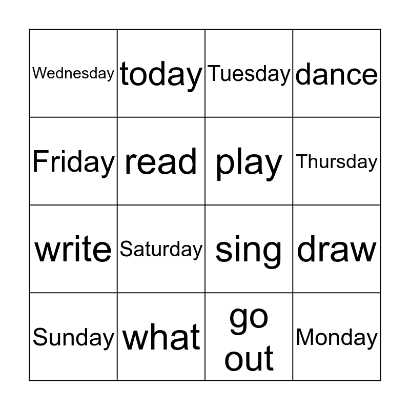 Unit 1 Bingo Card