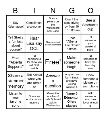 Claims Bingo Card