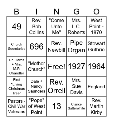 FBC Bingo Card