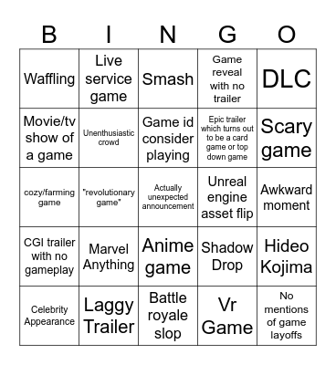 Summer Games fest Bingo Card