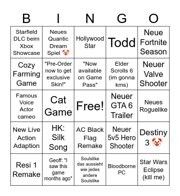 Summer Games Fest Bingo Card