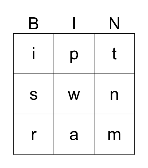 Alphabet Bingo Card