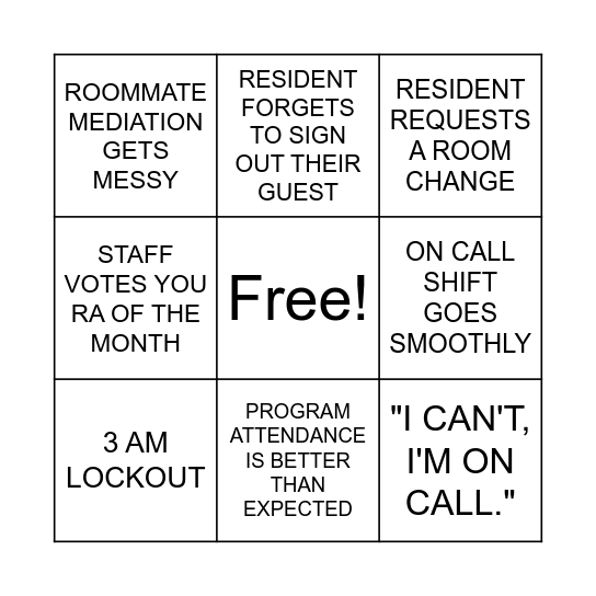 BINGO: RA Edition Bingo Card