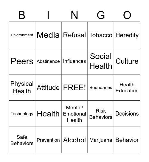 Living a Healthy LIfe!! Bingo Card