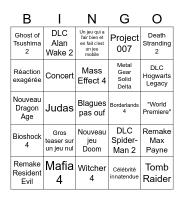 Summer Game Fest 2024 Bingo Card