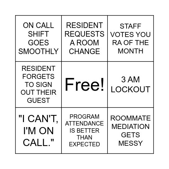 BINGO: RA Edition Bingo Card