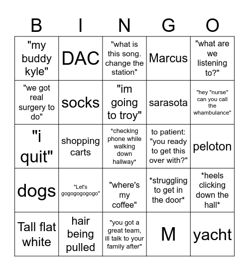BO KINDZELSKI Bingo Card