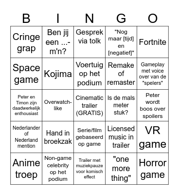 Summer Game Fest - Lekker Spelen Bingo Card