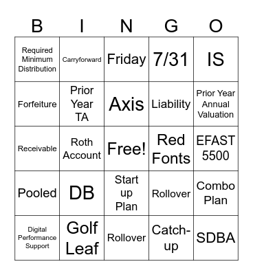 Fun Friday Trivia Bingo Card