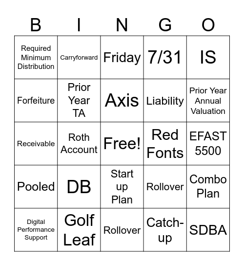 Fun Friday Trivia Bingo Card