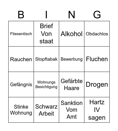 Harzer bingo Card