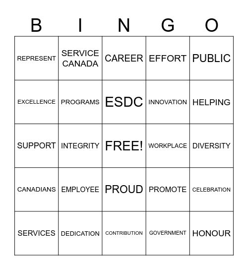 National Public Service Week- 2024 Bingo Card