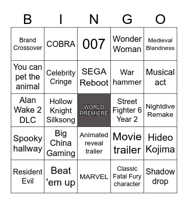 Summer Game Fest 2024 Bingo Card