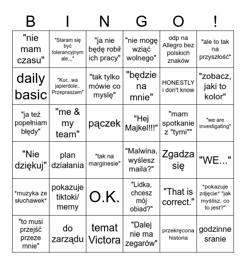 Loczek Bingo Card