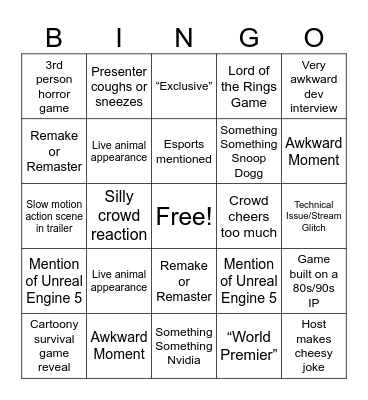 Trexcapades Summer Games Fest 2024 Bingo Card