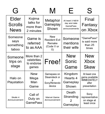 Summer Games Fest 24 Bingo Card