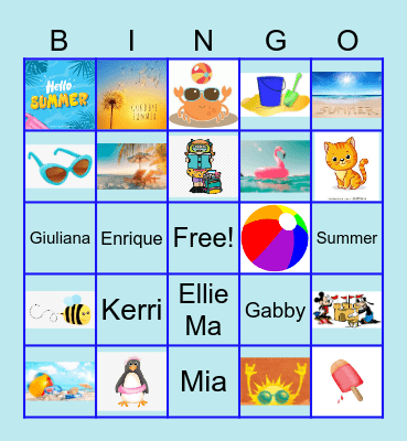 Summer Images Bingo Card