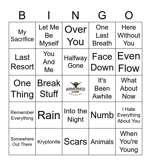 Divorced Dad Rock Bingo Card