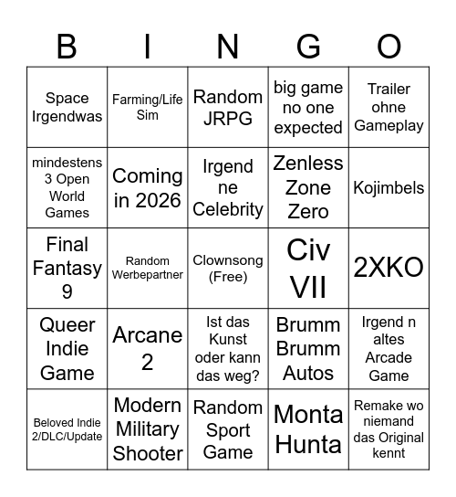 Untitled Bingo Card