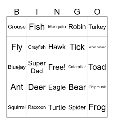 Creatures of WI Bingo Card