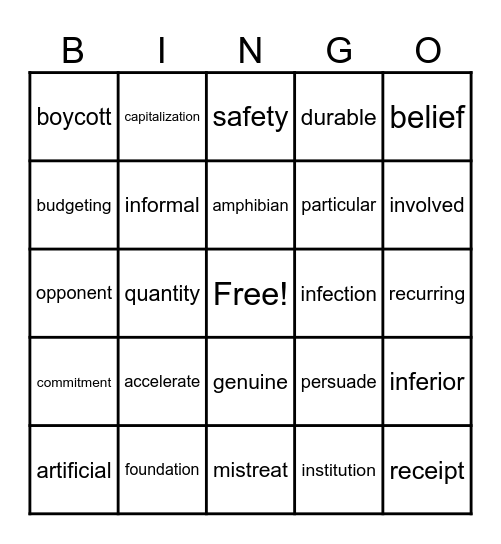 Sight Word List #2 Bingo Card