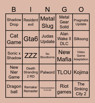 Summer Game Fest 2024 Bingo Card