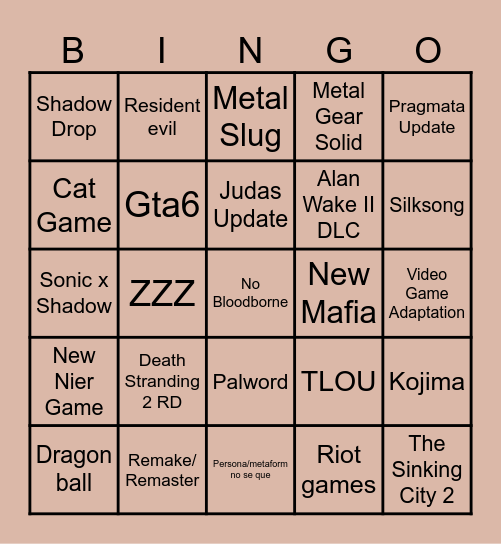 Summer Game Fest 2024 Bingo Card