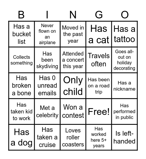 UPS SCS EMPLOYEE BINGO Card