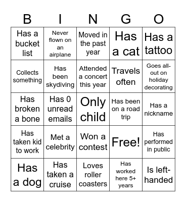 UPS SCS EMPLOYEE BINGO Card
