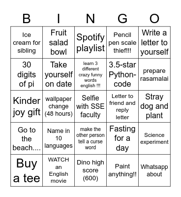 bingo try Bingo Card