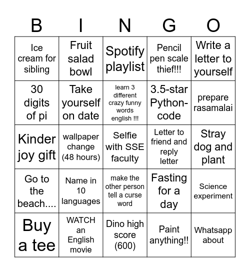 bingo try Bingo Card