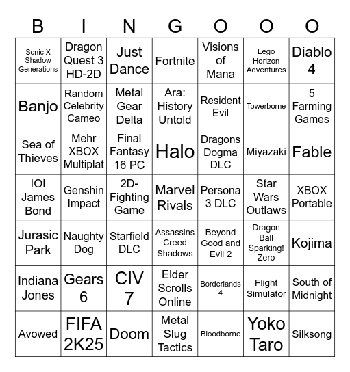 Summer-Games-Fest-Week Bingo Card