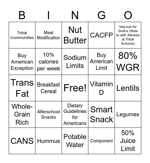 General Session Bingo! Bingo Card