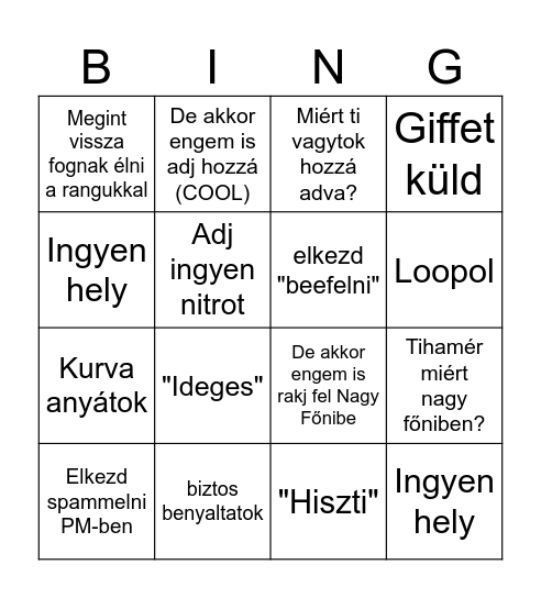 Csempe Bingo Card