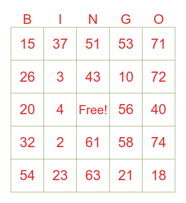 For the Culture Bingo Card