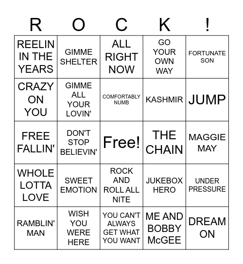 classic Bingo Card