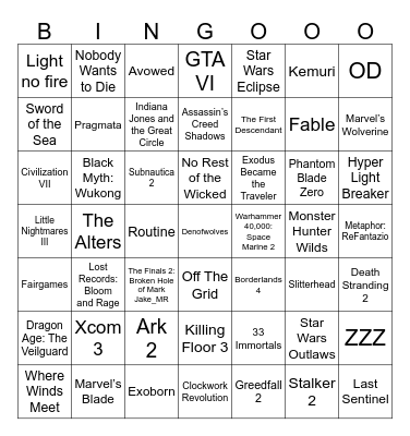 Summer Game Fest 2024 Bingo Card