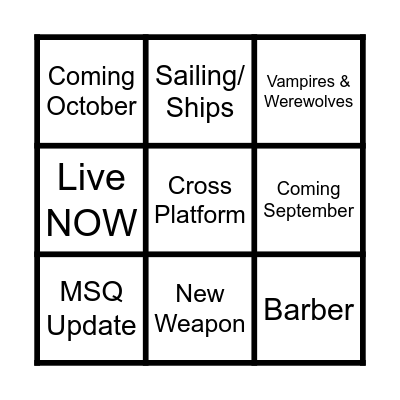 BagginsTV's SGF X New World Bingo Card