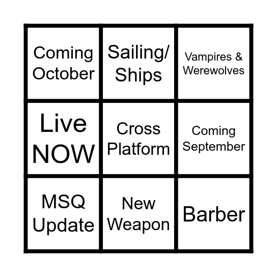 BagginsTV's SGF X New World Bingo Card