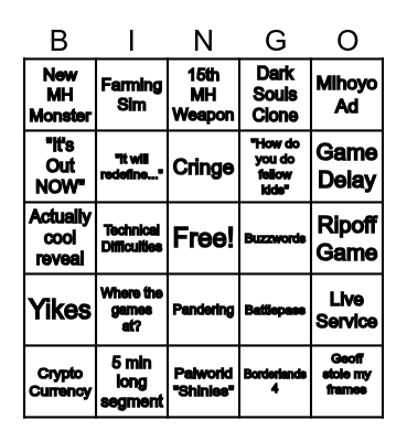 Gamer Christmas Bingo Card