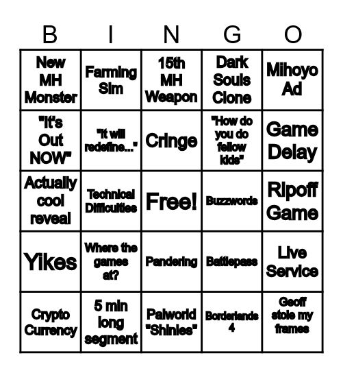 Gamer Christmas Bingo Card