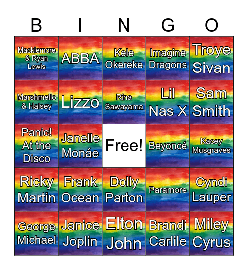 Jabra Hearing Pride Music Bingo Card